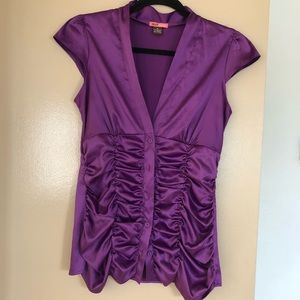 Purple button down top